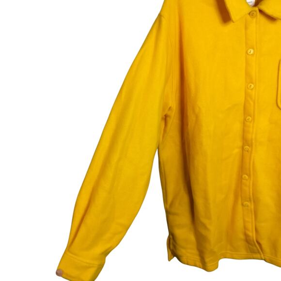 4370)Vintage 90s Authentic Forenza Large Solid Yellow Button Down Fleece Jacket - Picture 4 of 9
